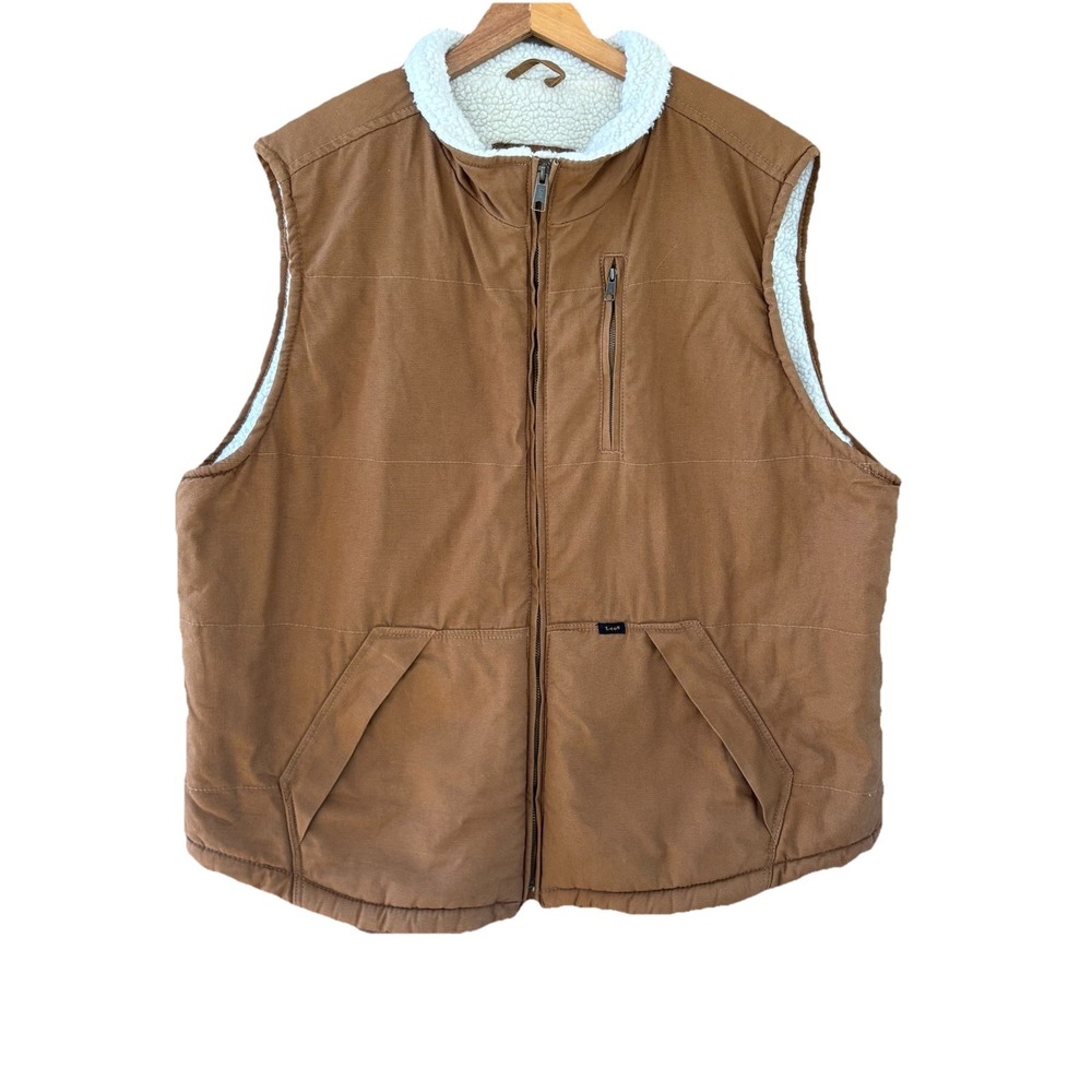 Lee Premium Select Men's Brown Sherpa Lined Puffer Vest Size XXL Workwear